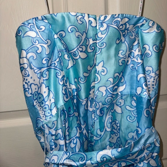 Lilly Pulitzer Strapless Blue and White Silk blend Dress 10 formal wedding - Picture 11 of 13